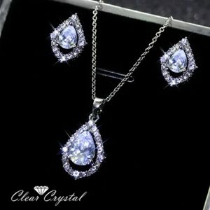 Sterling Silver Earring and Necklace Set Diamond